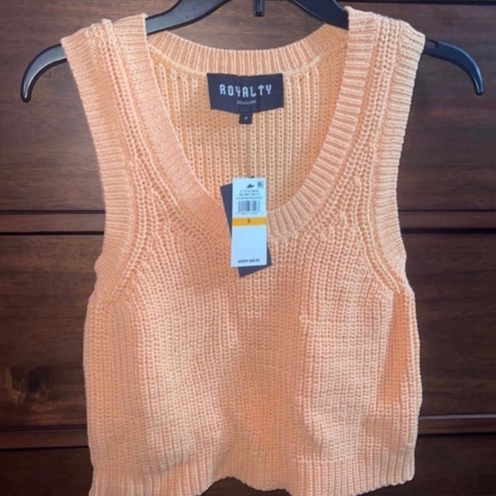 Macy’s | Royalty | Peach Cropped Knit Sweater